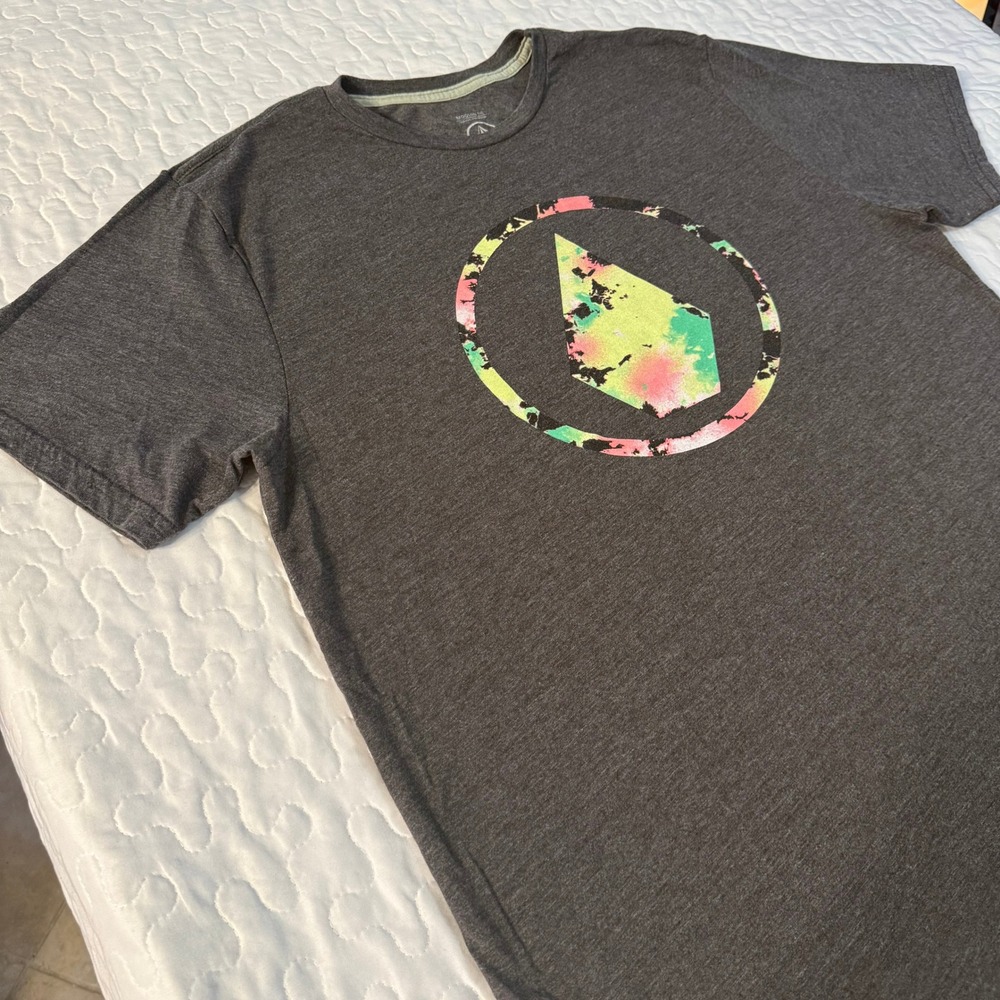 Volcom T-Shirt Mens Large Charcoal Good Graphic Short Sleeve SKATE SURF STREET